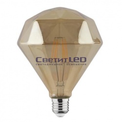 Лампа LED E27 (груша), 6W, 220V, теплый 2200К, золотистый, 540Lm, филаментная