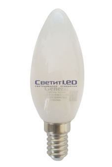 Лампа LED E14(свеча), 6W, 220V, теплый 2700К, 460Lm, филаментная